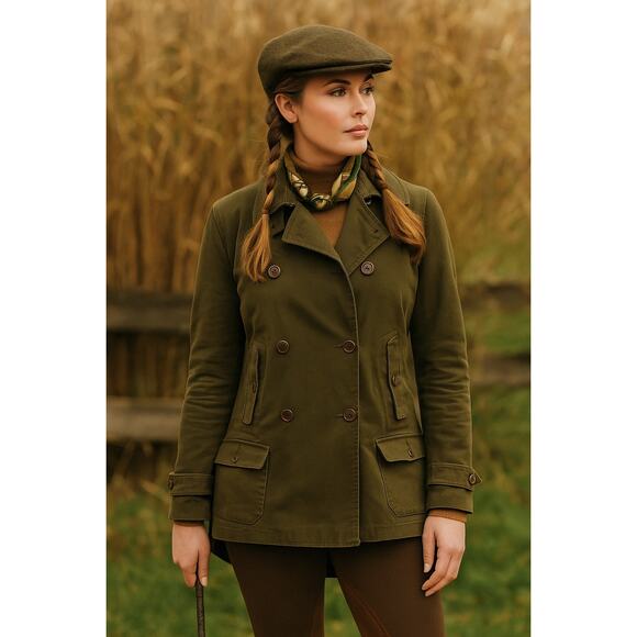 Vintage Ralph Lauren Military Field Coat Peacoat Army Green Hong Kong 90s Cotton - Picture 1 of 8